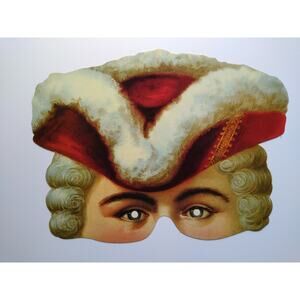 Vintage Style Gentleman Mask Tricorn Hat Wig Historical Costume Accessory